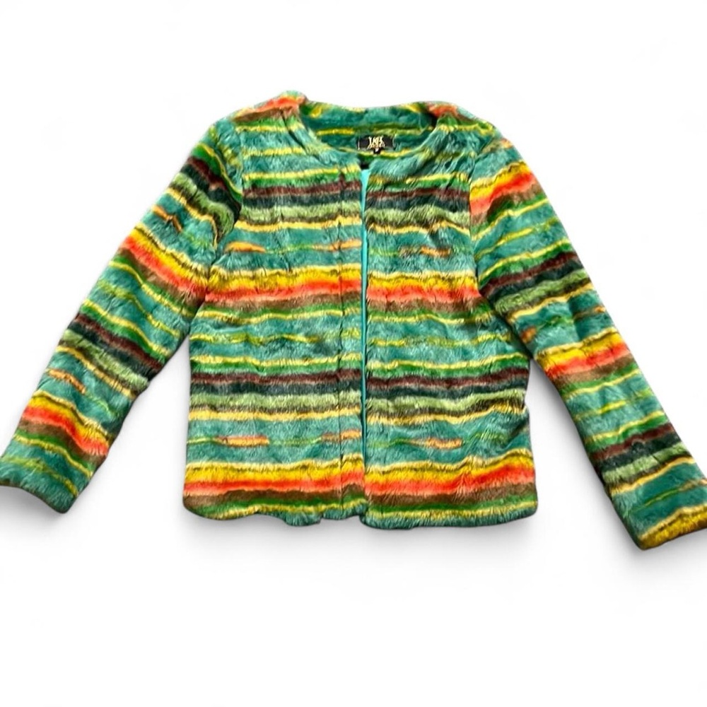 Women’s size medium lucky and blessed, faux fur lined jacket